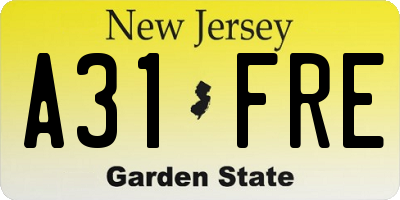 NJ license plate A31FRE