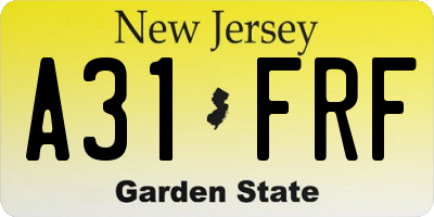 NJ license plate A31FRF