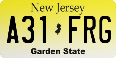 NJ license plate A31FRG
