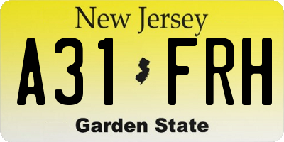 NJ license plate A31FRH