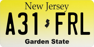 NJ license plate A31FRL