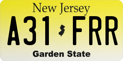 NJ license plate A31FRR