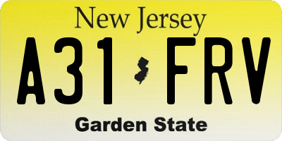 NJ license plate A31FRV