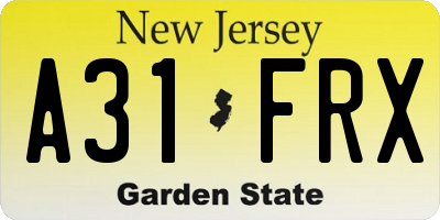 NJ license plate A31FRX
