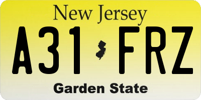 NJ license plate A31FRZ