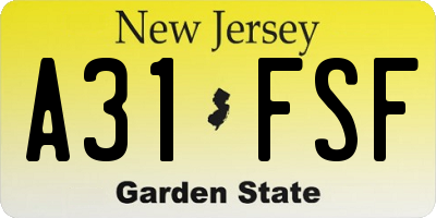 NJ license plate A31FSF