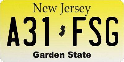 NJ license plate A31FSG