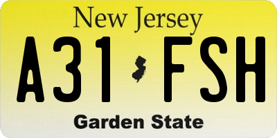 NJ license plate A31FSH