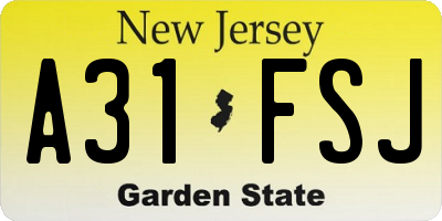 NJ license plate A31FSJ