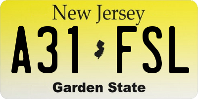 NJ license plate A31FSL