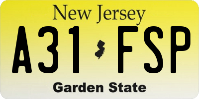 NJ license plate A31FSP