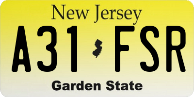 NJ license plate A31FSR
