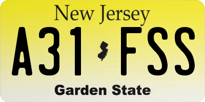 NJ license plate A31FSS