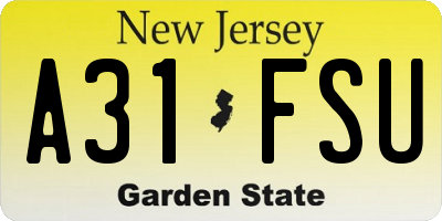 NJ license plate A31FSU