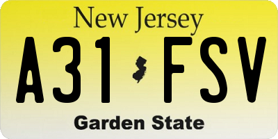 NJ license plate A31FSV