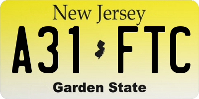 NJ license plate A31FTC