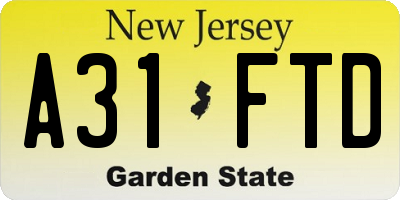 NJ license plate A31FTD