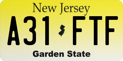 NJ license plate A31FTF