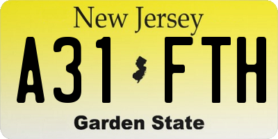 NJ license plate A31FTH