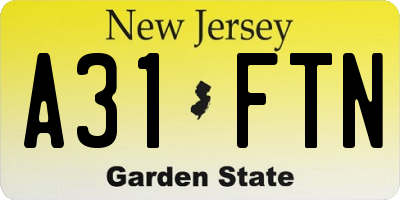 NJ license plate A31FTN
