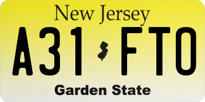 NJ license plate A31FTO