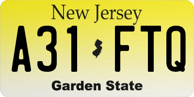 NJ license plate A31FTQ