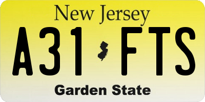 NJ license plate A31FTS