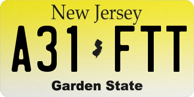 NJ license plate A31FTT