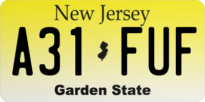 NJ license plate A31FUF