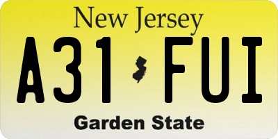 NJ license plate A31FUI