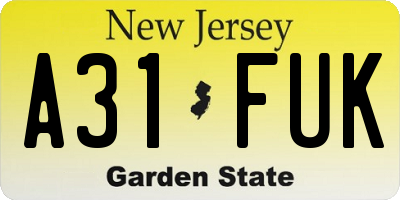 NJ license plate A31FUK