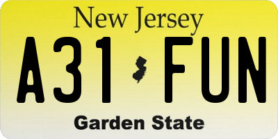 NJ license plate A31FUN