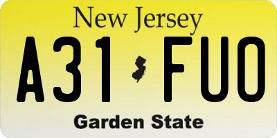 NJ license plate A31FUO