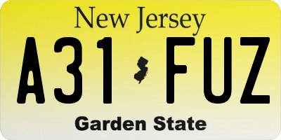 NJ license plate A31FUZ