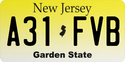 NJ license plate A31FVB