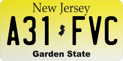 NJ license plate A31FVC
