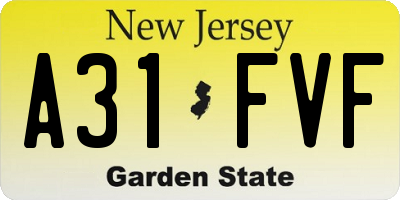 NJ license plate A31FVF