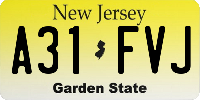 NJ license plate A31FVJ