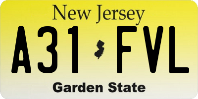 NJ license plate A31FVL