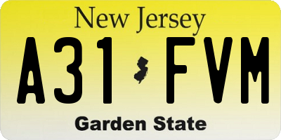 NJ license plate A31FVM