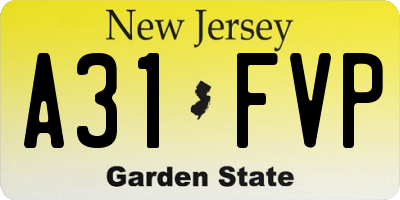 NJ license plate A31FVP