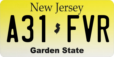 NJ license plate A31FVR