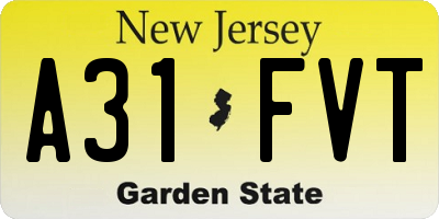 NJ license plate A31FVT