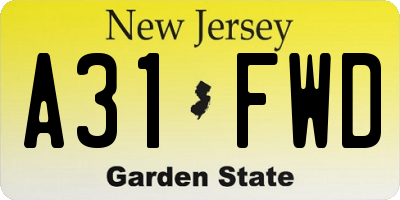 NJ license plate A31FWD