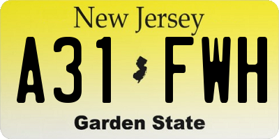 NJ license plate A31FWH
