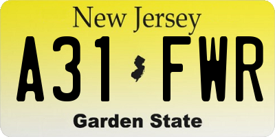 NJ license plate A31FWR