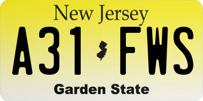 NJ license plate A31FWS