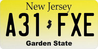 NJ license plate A31FXE
