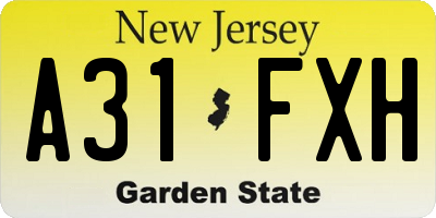 NJ license plate A31FXH