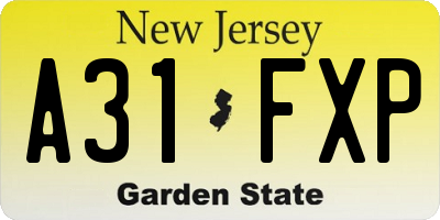 NJ license plate A31FXP